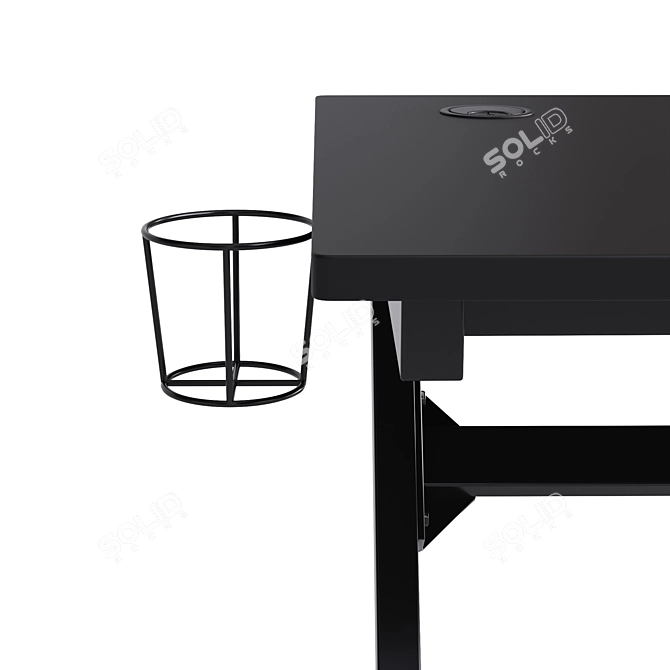 Gaming Desk with Cup Holder & Headphone Hook 3D model image 4