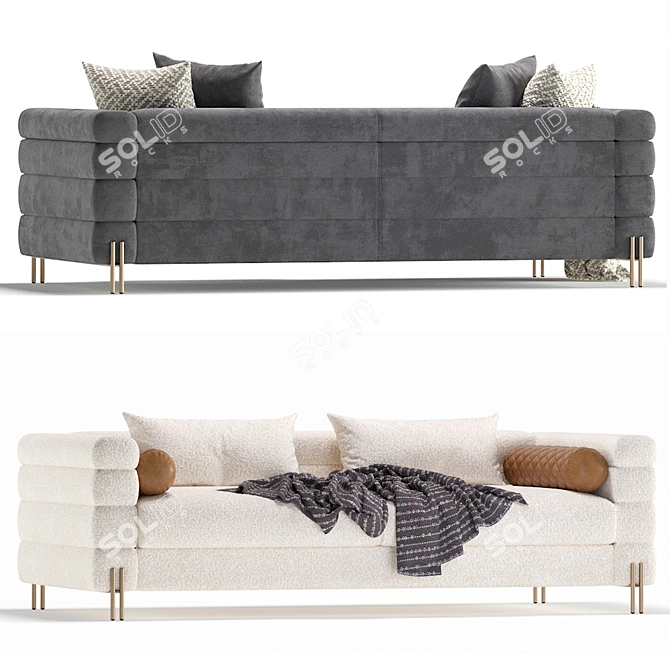 Elegant York Sofa Set: Luxurious Simplicity 3D model image 4