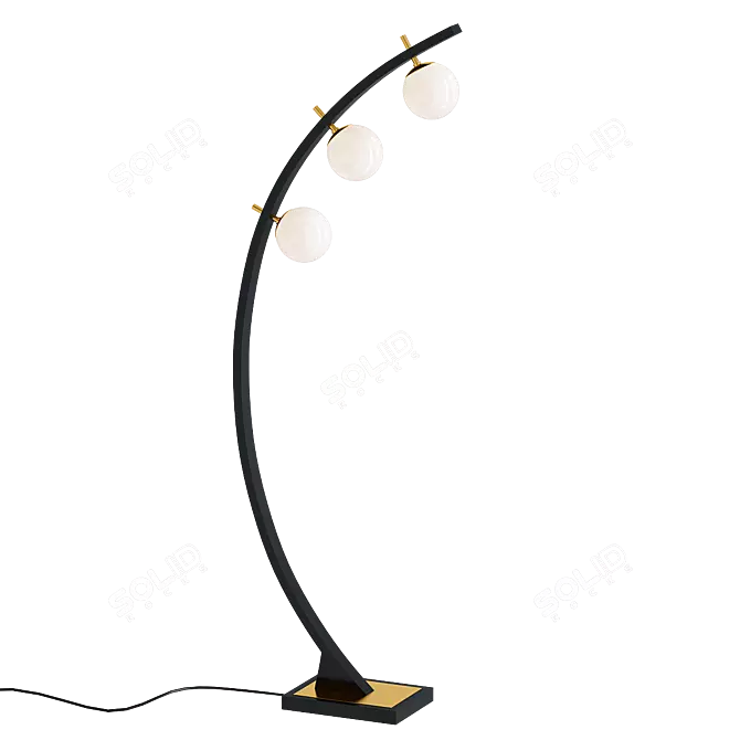 Title: Rialto Warm Gold 3-Light Arc Floor Lamp 3D model image 1