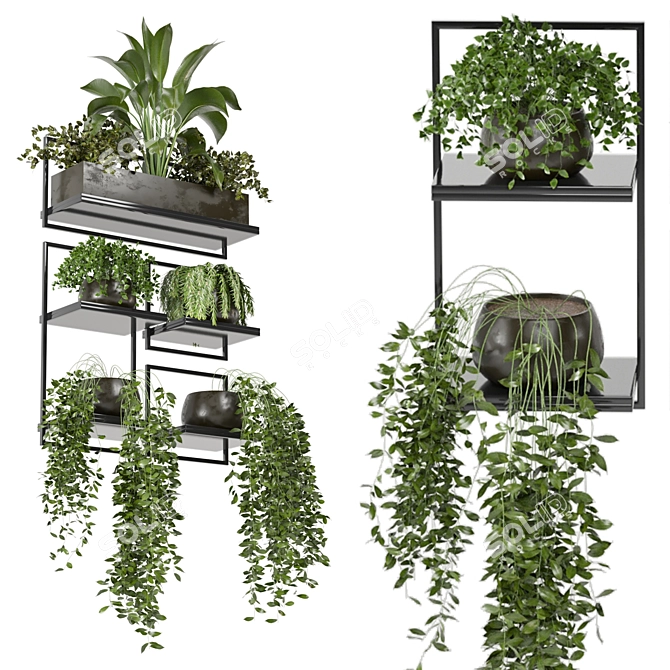 Rustic Concrete Pot Indoor Plants - Set 138 3D model image 1