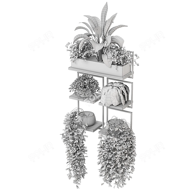 Rustic Concrete Pot Indoor Plants - Set 138 3D model image 7