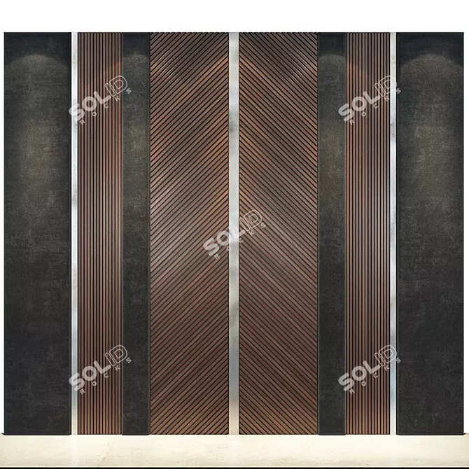 Sleek Grey Wall Panel 3D model image 1