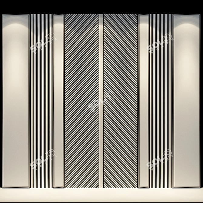 Sleek Grey Wall Panel 3D model image 2