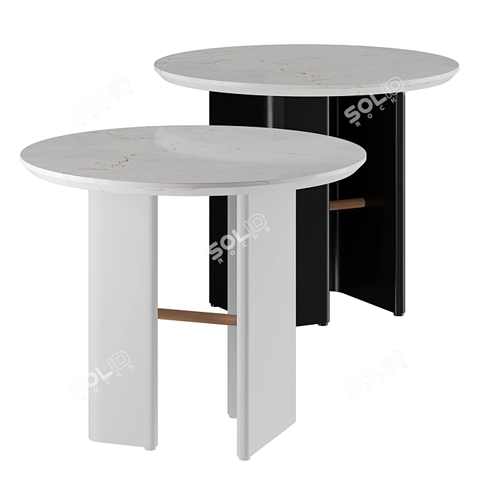 Sleek Steel Double L Table 3D model image 1