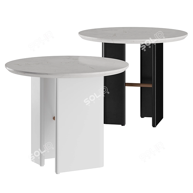 Sleek Steel Double L Table 3D model image 2