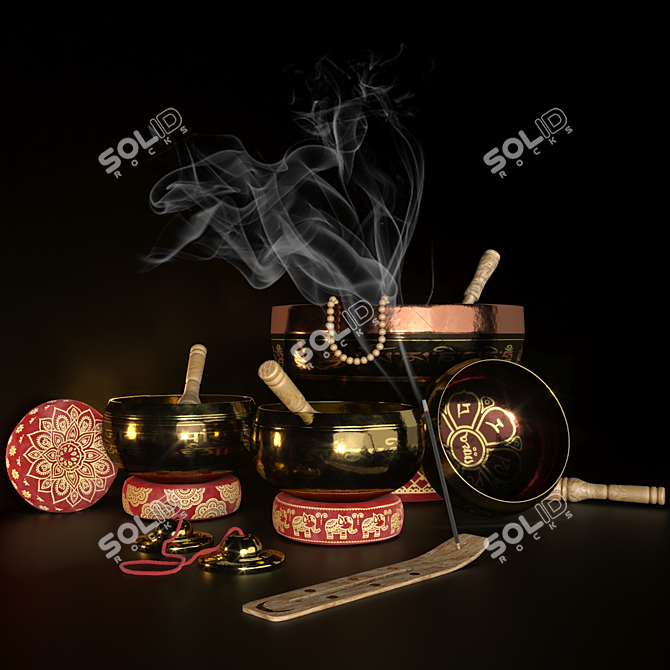 Tibetan Singing Bowls Set: SPA Bliss 3D model image 1