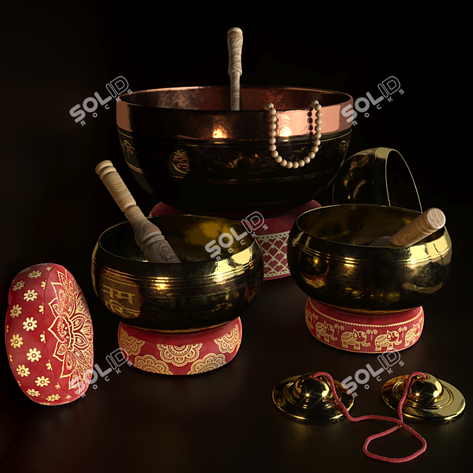 Tibetan Singing Bowls Set: SPA Bliss 3D model image 2