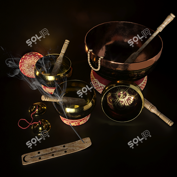 Tibetan Singing Bowls Set: SPA Bliss 3D model image 3