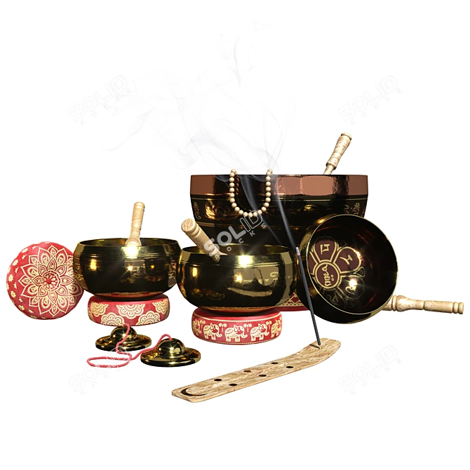 Tibetan Singing Bowls Set: SPA Bliss 3D model image 5