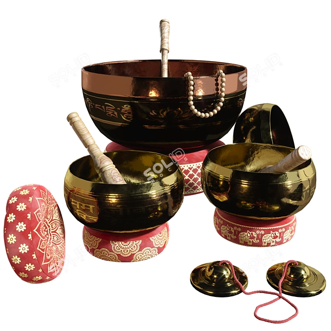 Tibetan Singing Bowls Set: SPA Bliss 3D model image 6