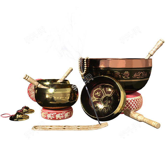 Tibetan Singing Bowls Set: SPA Bliss 3D model image 7