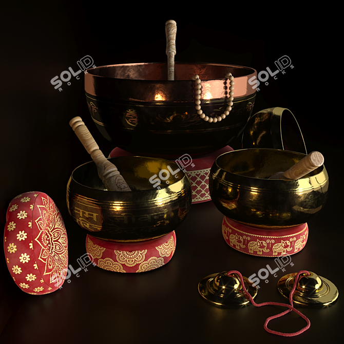 Tibetan Singing Bowls Set: SPA Bliss 3D model image 9