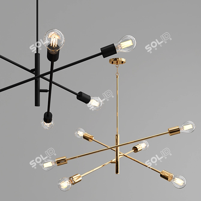 Elegant Matte Black Duke Chandelier 3D model image 2