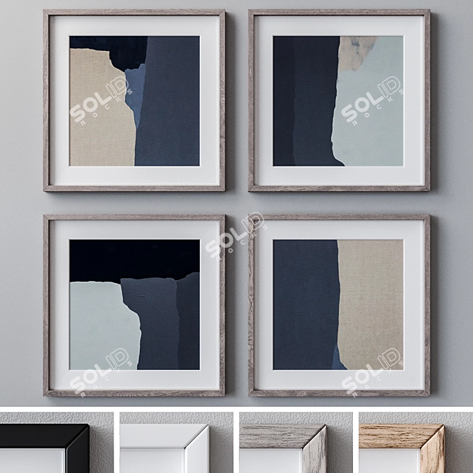 Versatile Set of 4 Wall Paintings 3D model image 1