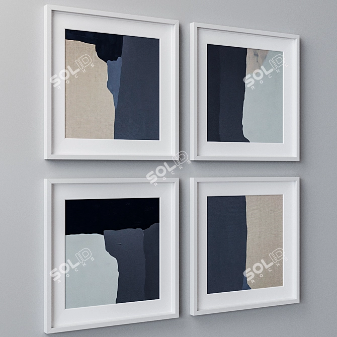 Versatile Set of 4 Wall Paintings 3D model image 2