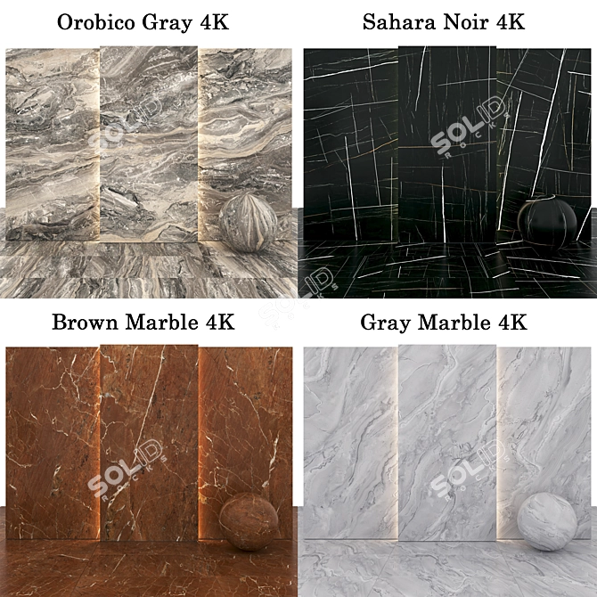 Luxury Marble Collection - 50 Exquisite Designs 3D model image 2