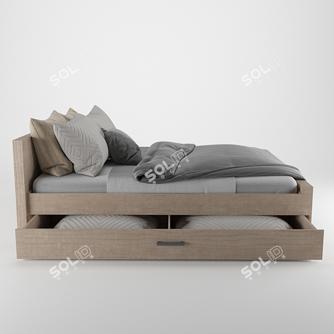 Benedetti Wooden Double Bed 3D model image 3