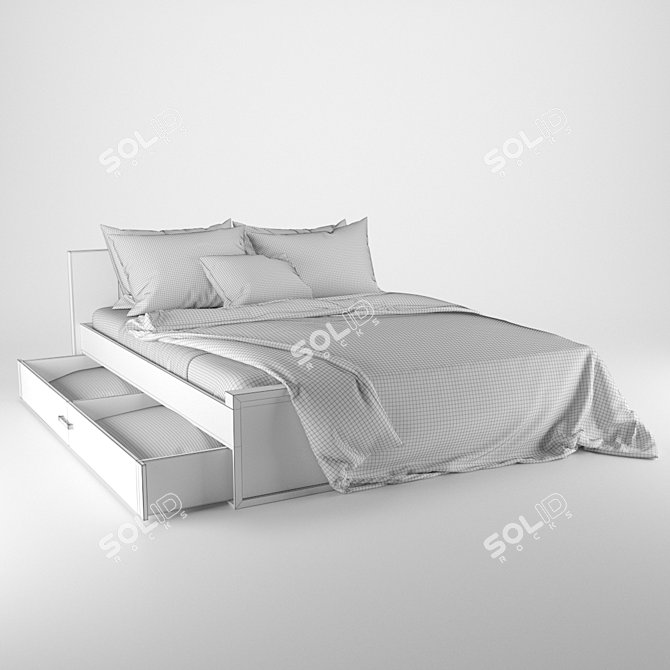 Benedetti Wooden Double Bed 3D model image 4
