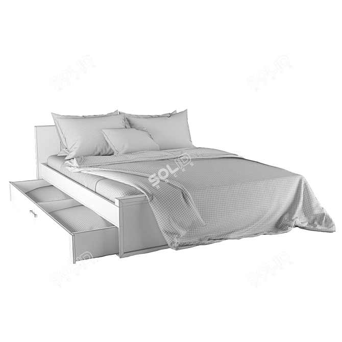 Benedetti Wooden Double Bed 3D model image 7