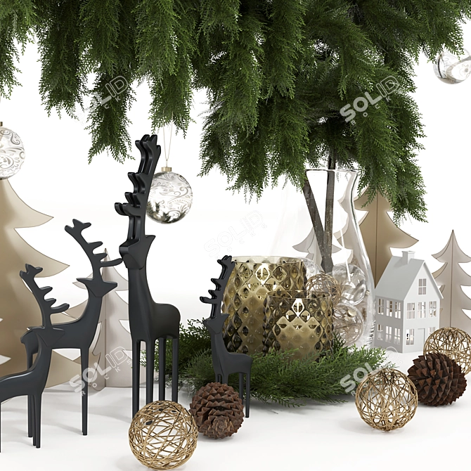 Festive Delights 27-Piece Christmas Décor 3D model image 2