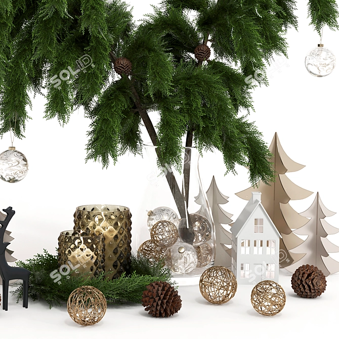 Festive Delights 27-Piece Christmas Décor 3D model image 3