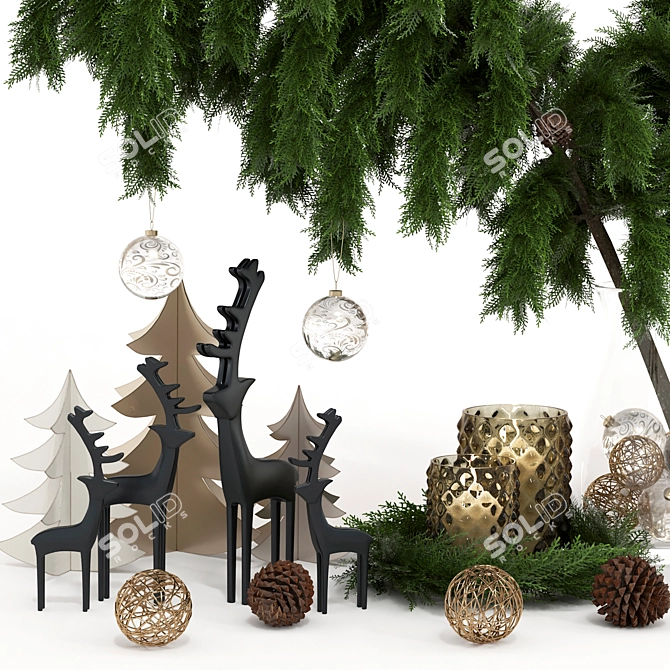 Festive Delights 27-Piece Christmas Décor 3D model image 4