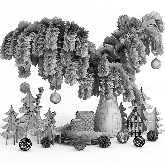 Festive Delights 27-Piece Christmas Décor 3D model image 5