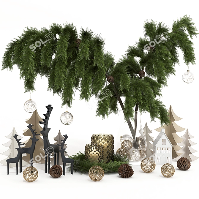 Festive Delights 27-Piece Christmas Décor 3D model image 6