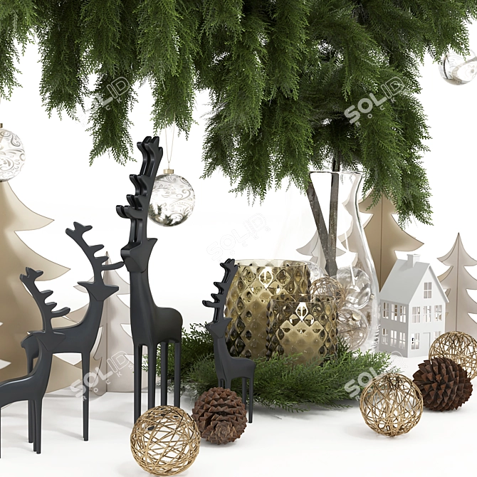 Festive Delights 27-Piece Christmas Décor 3D model image 7