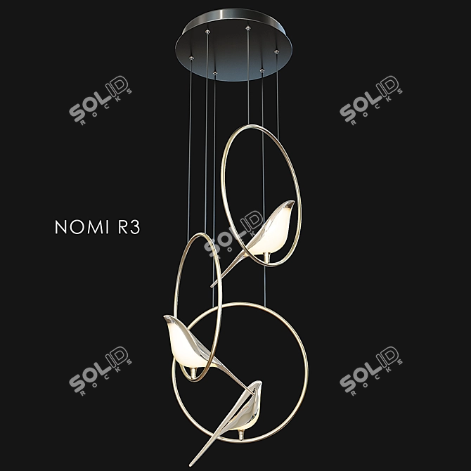 Elegant Gold Bird Chandelier 3D model image 2