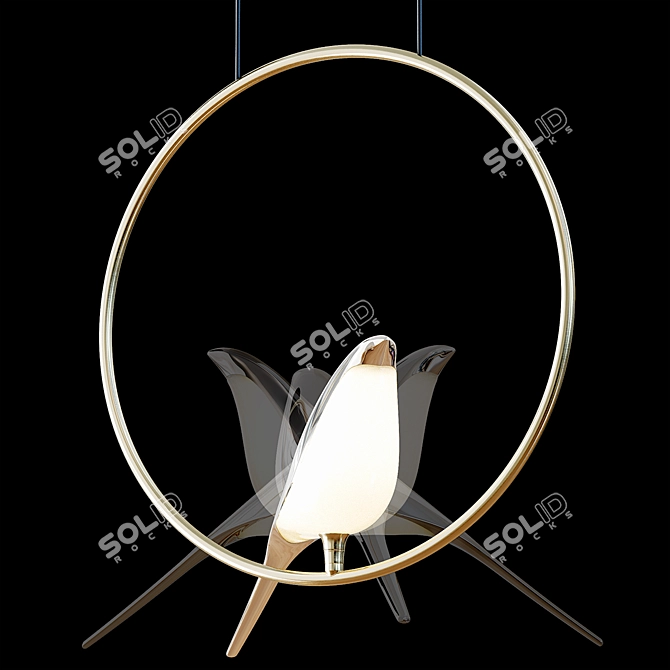 Elegant Gold Bird Chandelier 3D model image 3