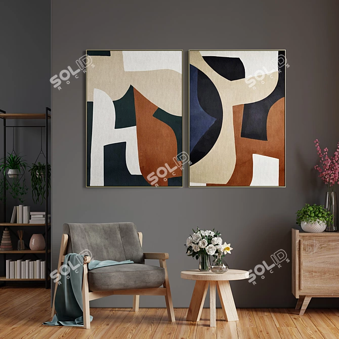 Modern Art Frames Set 3D model image 4