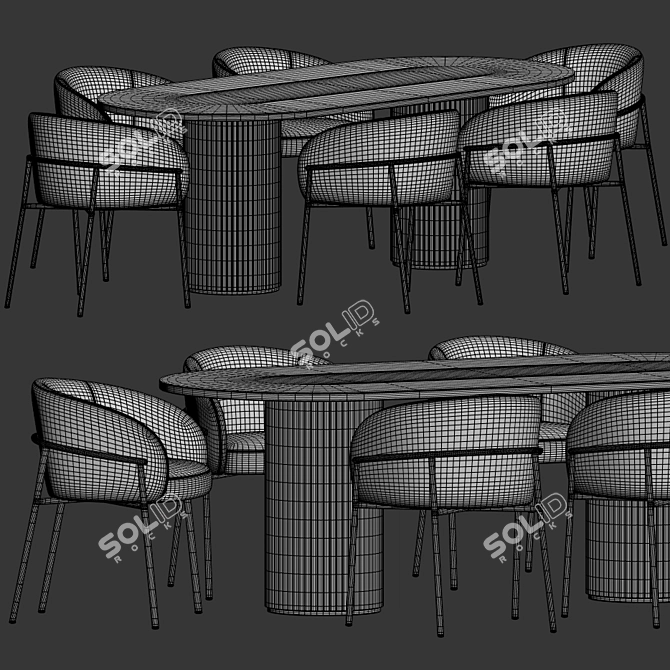 Elegant Rimo Chair Campbell Table Set 3D model image 3