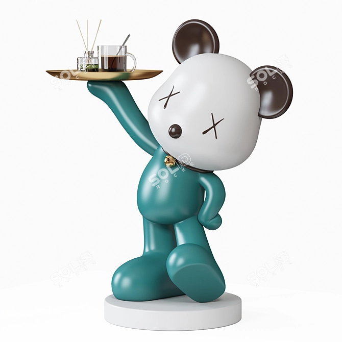 Elegant Bear Sculpture Tray 3D model image 2