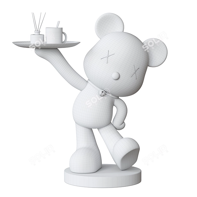 Elegant Bear Sculpture Tray 3D model image 3