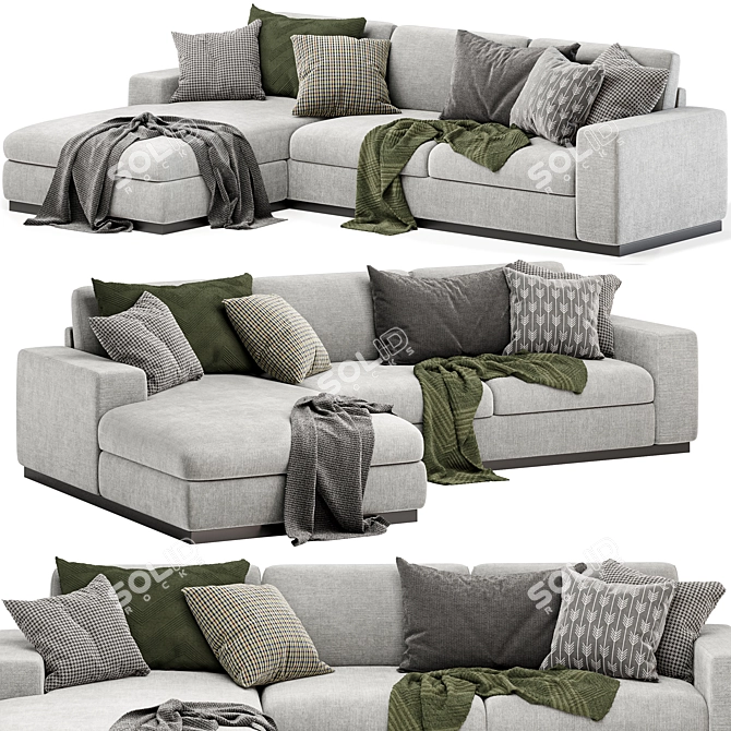 Modern Comfort: Noah Sectional Sofa 3D model image 1