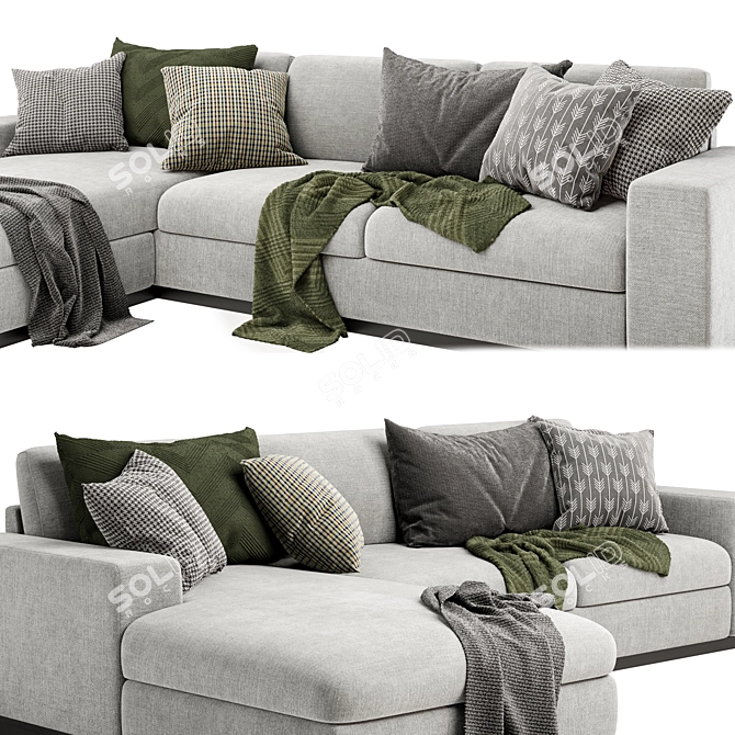 Modern Comfort: Noah Sectional Sofa 3D model image 2