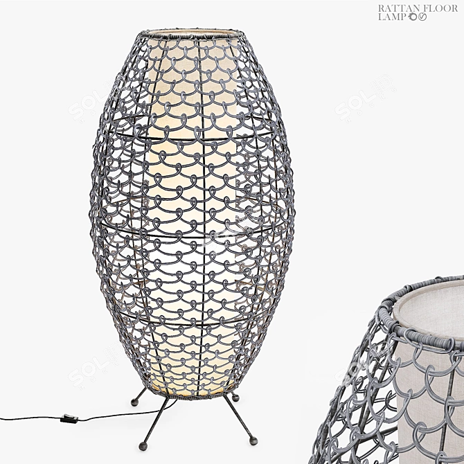 Bamboo Dreams Rattan Floor Lamp 3D model image 1