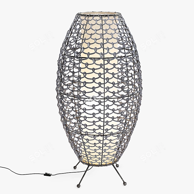 Bamboo Dreams Rattan Floor Lamp 3D model image 3