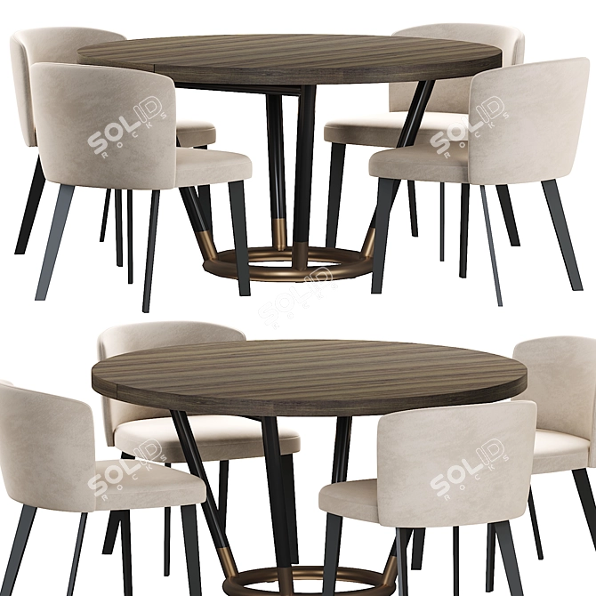 Potocco Lena Modern 8-Seater Dining Table 3D model image 1