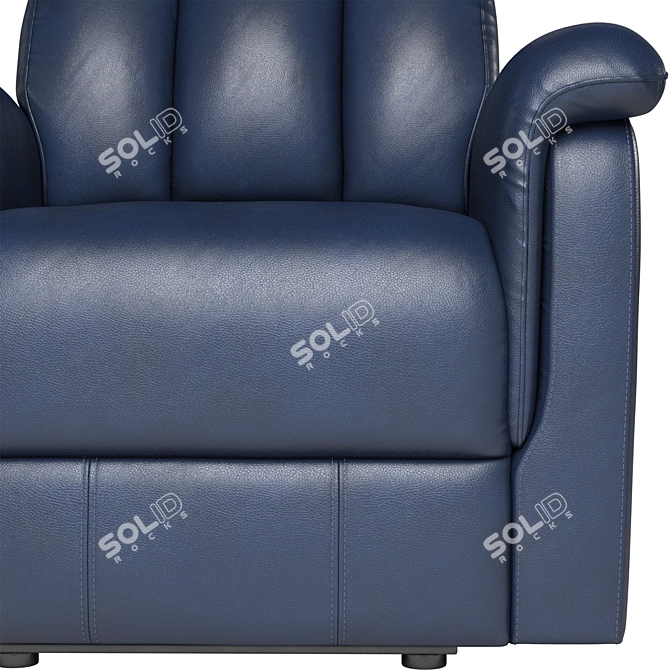 Elegant Navy Leather Recliner 3D model image 4