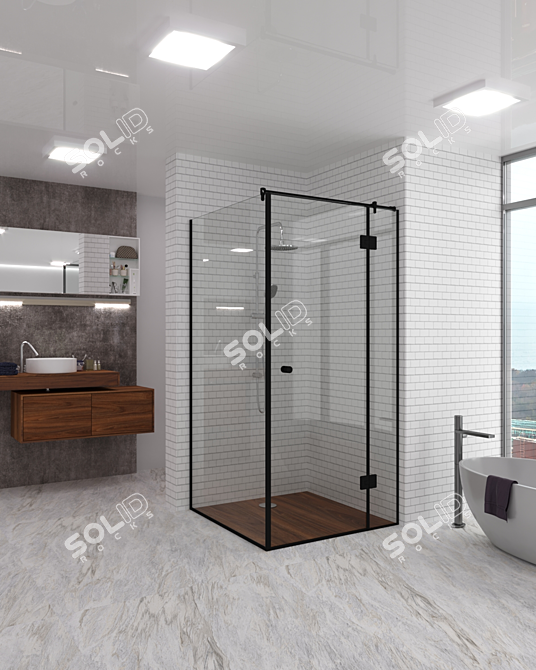 Sleek Loft Glass Shower Cabin 3D model image 1