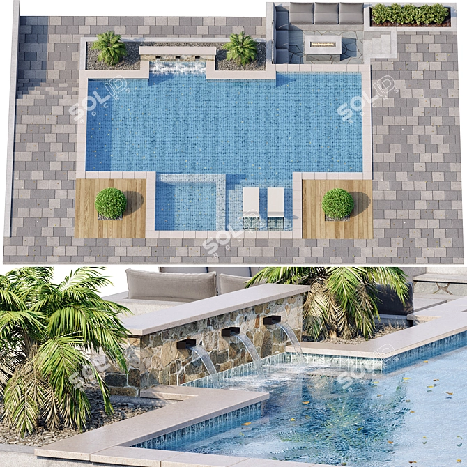 Modern Pool Design, 3D Model 3D model image 1