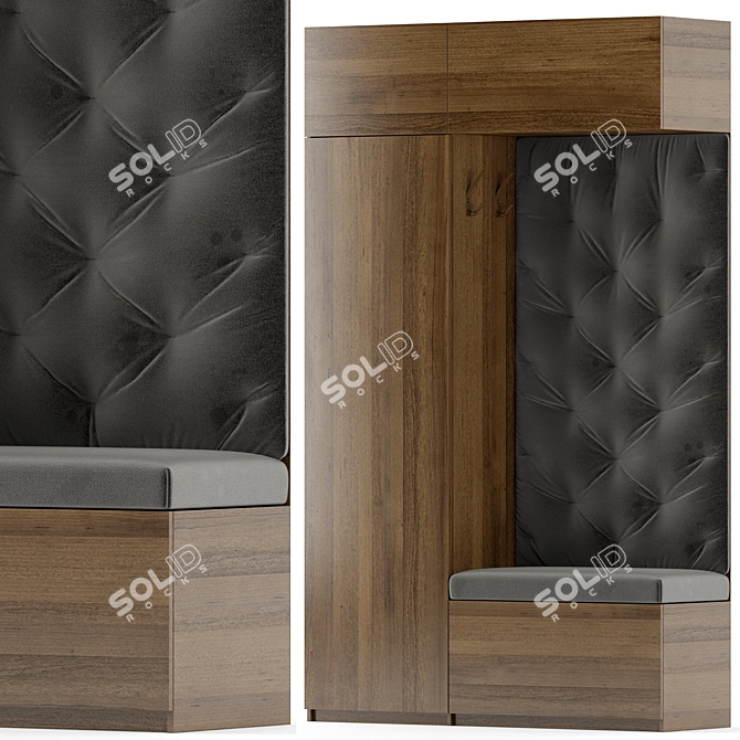 Elegant Wood and Fabric Hallway 3D model image 2