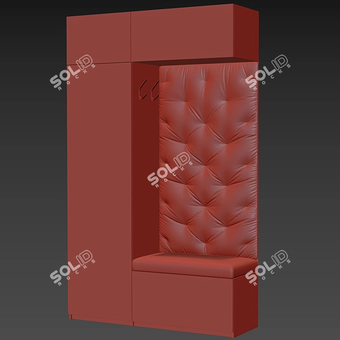 Elegant Wood and Fabric Hallway 3D model image 5