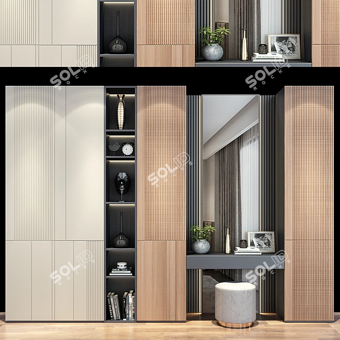 Sleek Hallway Storage Cabinet 3D model image 1