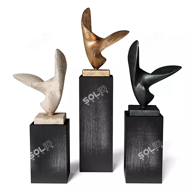 Majestic Bird Wings Sculpture 3D model image 1