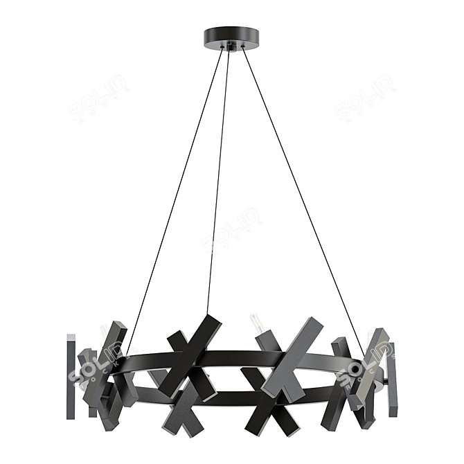 Elegant Wells Matte Black Chandelier 3D model image 1