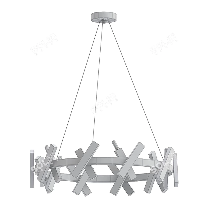 Elegant Wells Matte Black Chandelier 3D model image 2