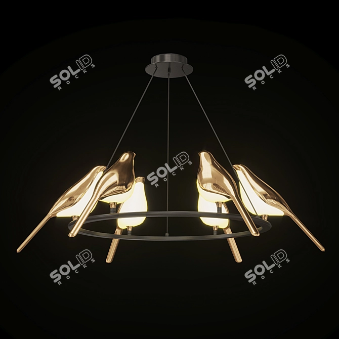 NOMI Bird Chandelier: Stylish Avian-inspired Lighting 3D model image 2